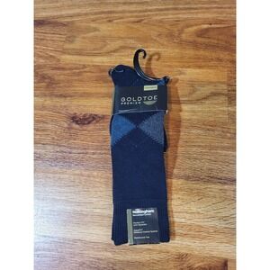 GOLD TOE Men's Argyle Premier Cotton Blend Dress Socks, Blue, 10-13